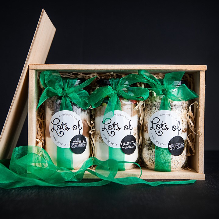 Baking Gift Set - Three Jars in Wooden Box 10 Baking Gift Set - Three Jars in Wooden Box