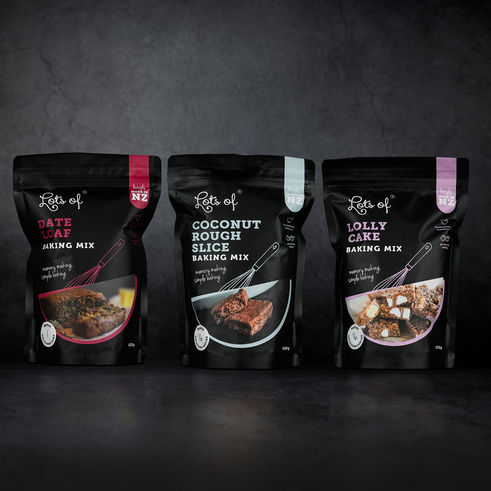 Flexi 3 Pack - Premium! 1 Lots of Baking Mixes Flexi 3 Pack Premium featuring Date Loaf, Coconut Rough Slice and Lolly Cake baking mixes.