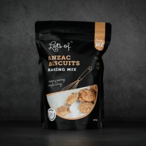 Lots of Baking Mixes Anzac Baking Mix pack, New Zealand made baking mix for easy homemade Anzac biscuits.